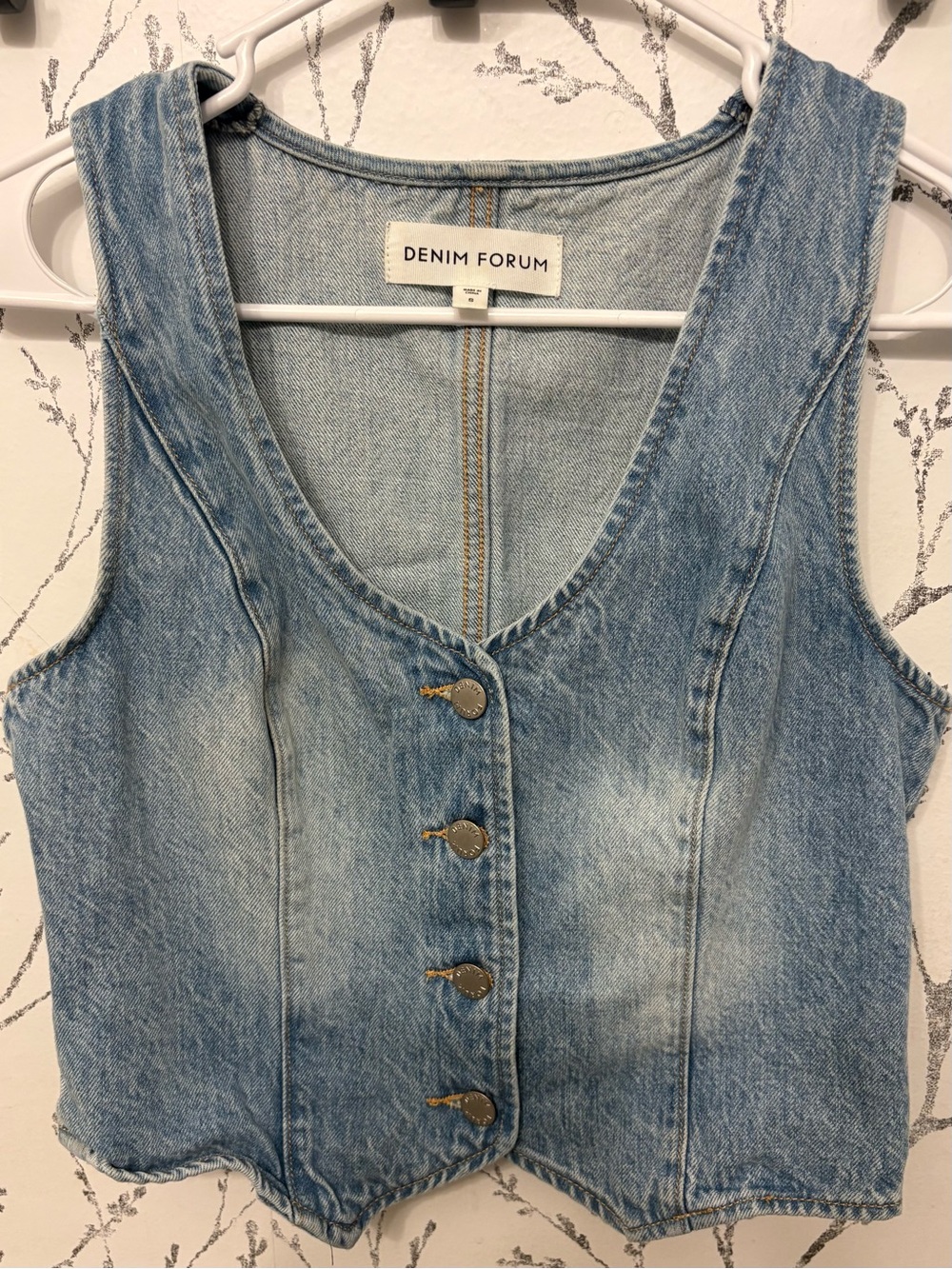 Denim Forum Light Blue Washed Denim Vest